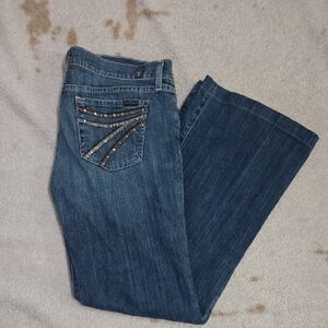 7 For All Man Kind Women's Blue Jeans with Embellished Pockets